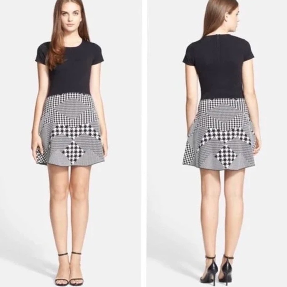 Parker Danny Houndstooth Knit Skater Dress - Small